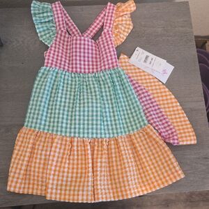 Bonnie Jean Pink, Green, and Orange Gingham Dress